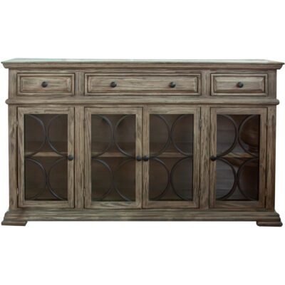 Bonanza 4 Glass Doors 3 Drawers Console