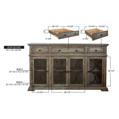 Bonanza 4 Glass Doors 3 Drawers Console 17 Bonanza 4 Glass Doors 3 Drawers Console IFD410CONS IFD410CONS 09