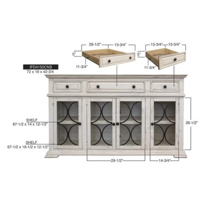 Bonanza 4 Glass Doors 3 Drawers Console IFD4150CONS IFD4150CONS 07