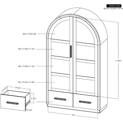 Balam 2 Drawer & 2 Glass Doors Cabinet IFD4221CAB IFD4221CAB 13
