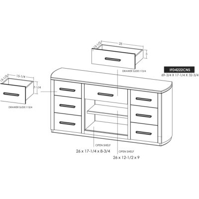Balam 7 drawer 1 Shelf Console 19 Balam 7 drawer 1 Shelf Console IFD4222CNS IFD4222CNS 10
