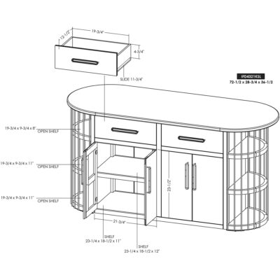 Balam 2 Drawer & 4 Door 6 Shelf Kitchen Island IFD4321KSL IFD4321KSL 09