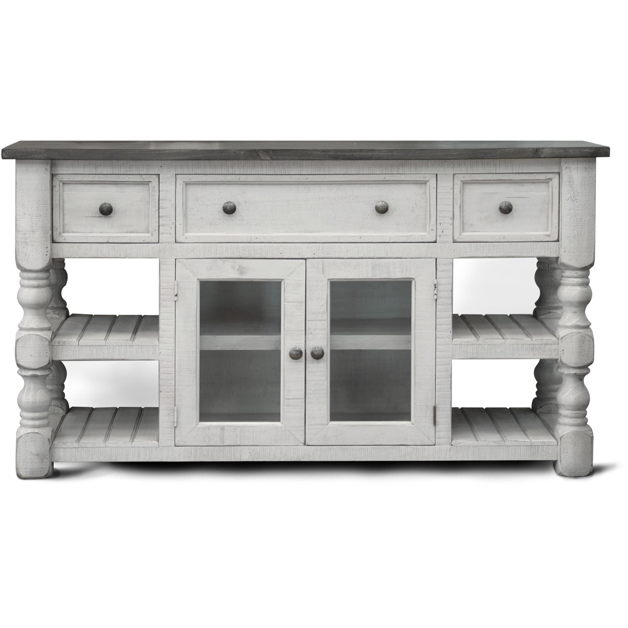 Stone 3 Drawer 2 Glass Door 60" TV Stand 1 Stone 3 Drawer 2 Glass Door 60" TV Stand