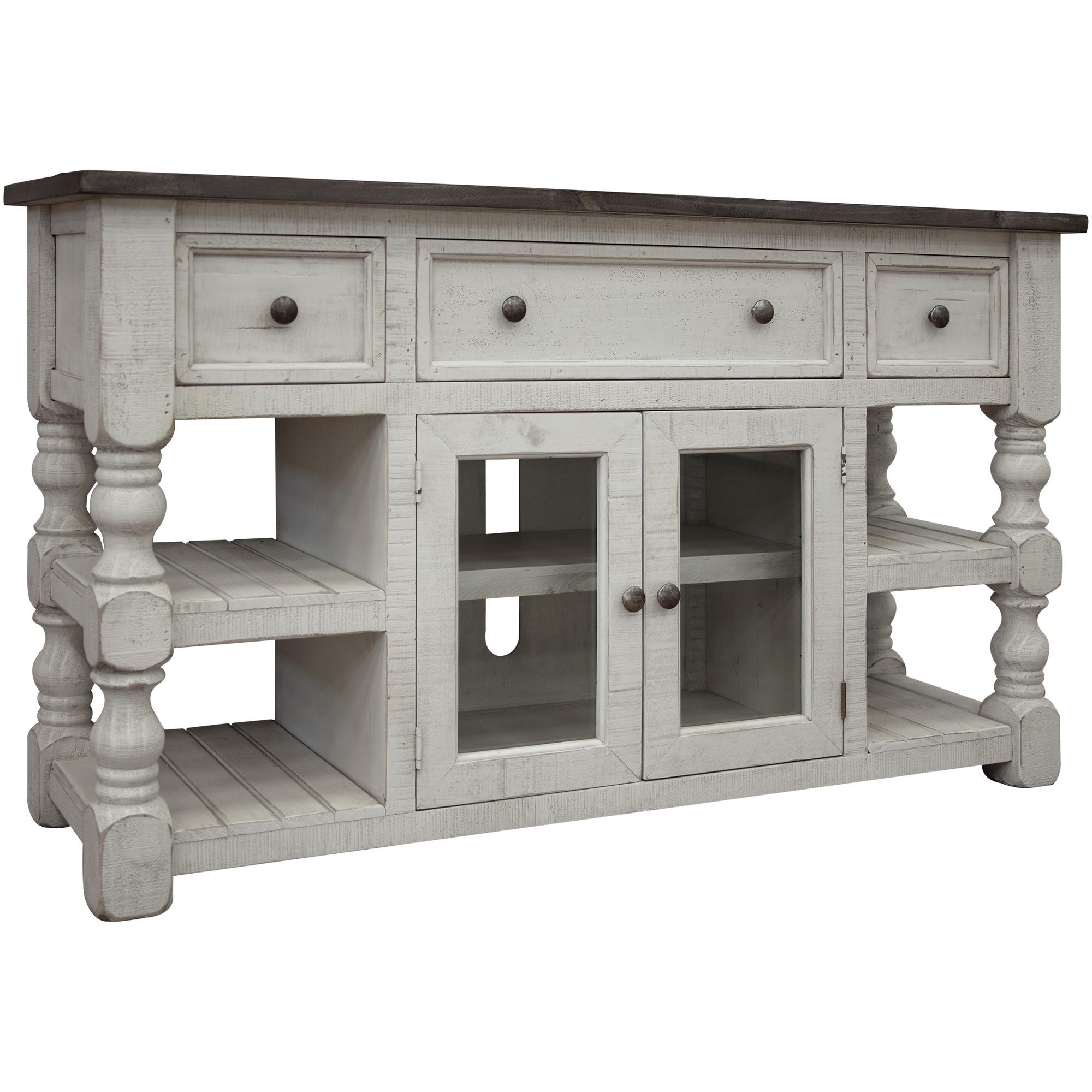 Stone 3 Drawer 2 Glass Door 60" TV Stand 3 Stone 3 Drawer 2 Glass Door 60" TV Stand - Image 3