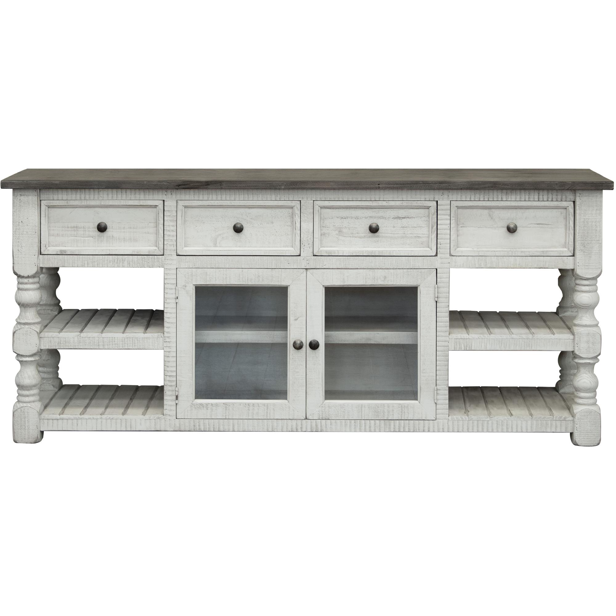 Stone 4 Drawer 2 Glass Doors 80" TV Stand 1 Stone 4 Drawer 2 Glass Doors 80" TV Stand