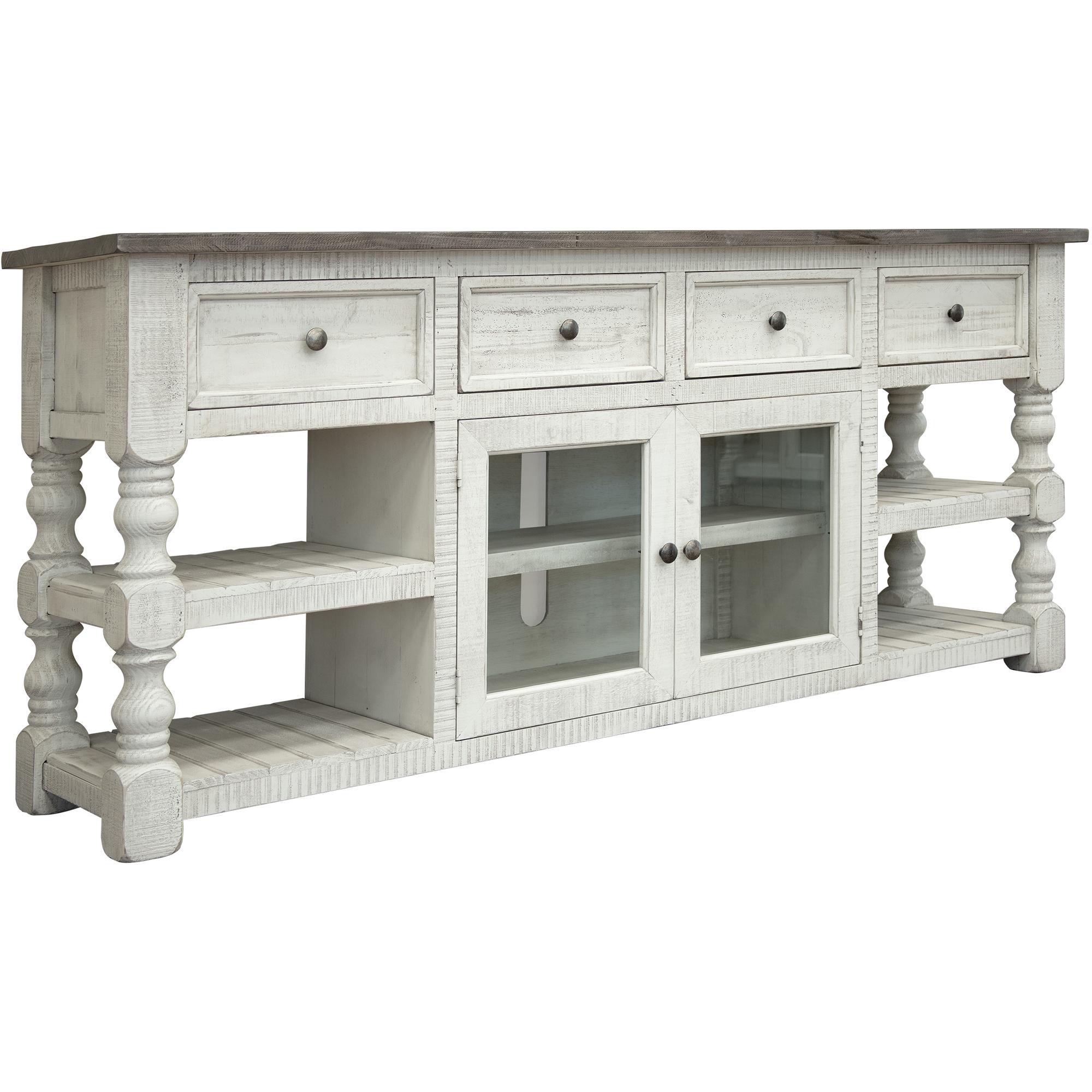 Stone 4 Drawer 2 Glass Doors 80" TV Stand 2 Stone 4 Drawer 2 Glass Doors 80" TV Stand - Image 2