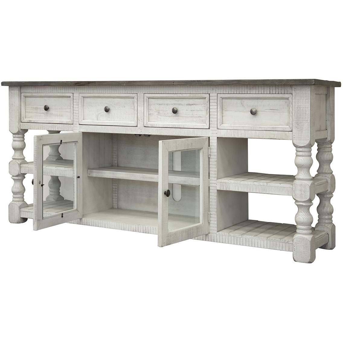Stone 4 Drawer 2 Glass Doors 80" TV Stand 3 Stone 4 Drawer 2 Glass Doors 80" TV Stand - Image 3