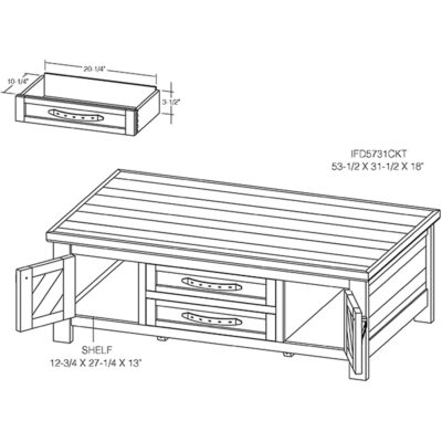 Dutton 4 Drawer 4 Doors Cocktail Table IFD5731CKT IFD5731CKT 06