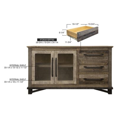 Loft Brown 3 Drawer 2 Doors Buffet 15 Loft Brown 3 Drawer 2 Doors Buffet IFD6441BFF60 IFD6441BFF60 08