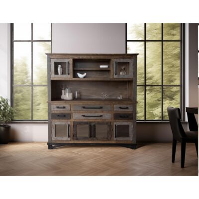 Loft Brown 6 Drawer 6 Doors Buffet & Hutch IFD6441HUT IFD6441HUT 02