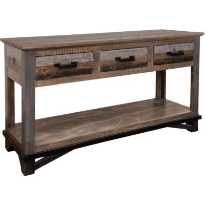 Loft Brown 3 Drawer Sofa Table