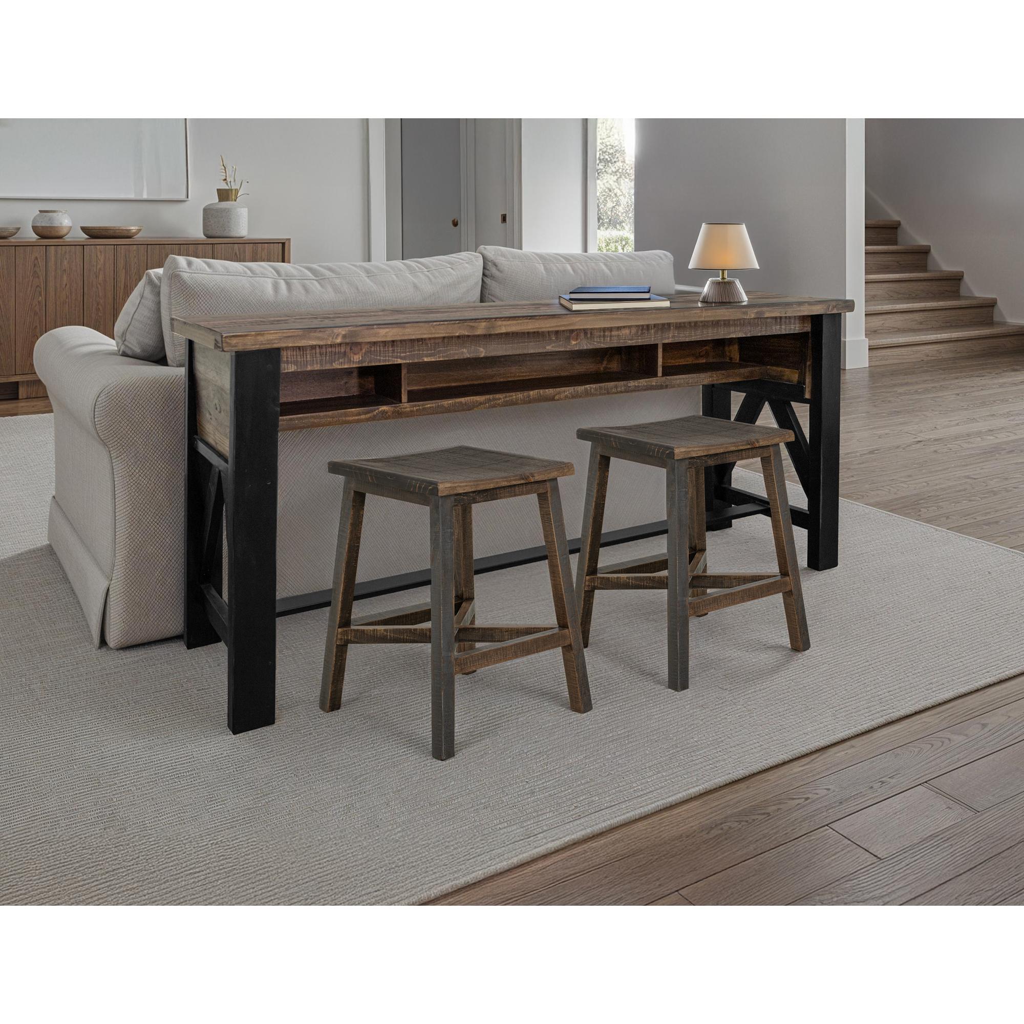 Loft Brown 24" Wooden Stool 4 Loft Brown 24" Wooden Stool - Image 4