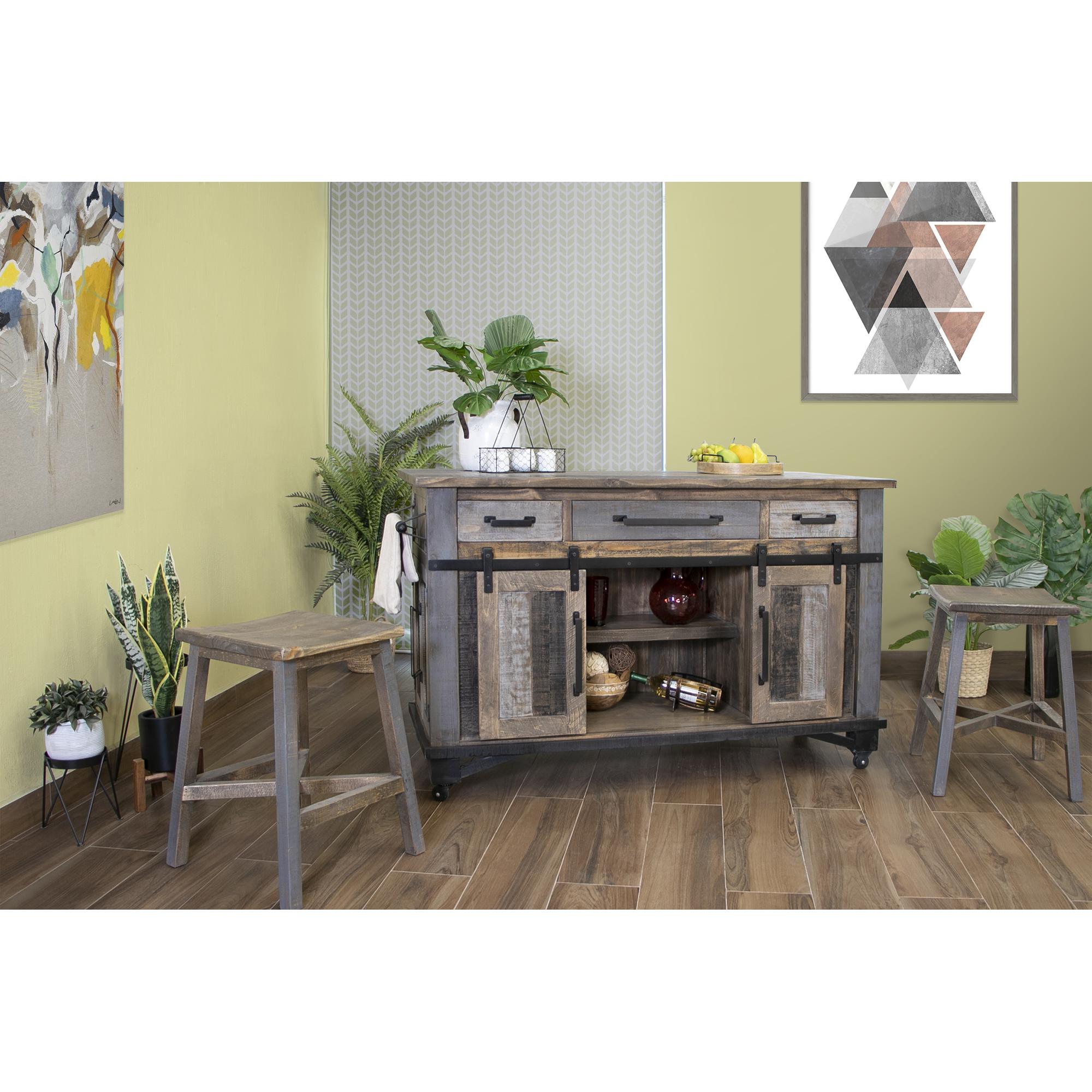 Loft Brown 30" Wooden Stool IFD6441STL30 3 Loft Brown 30" Wooden Stool IFD6441STL30 - Image 3