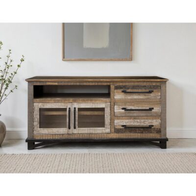 Loft Brown 3 Drawer 2 Doors 62" TV Stand IFD6441STN62 IFD6441STN62 02