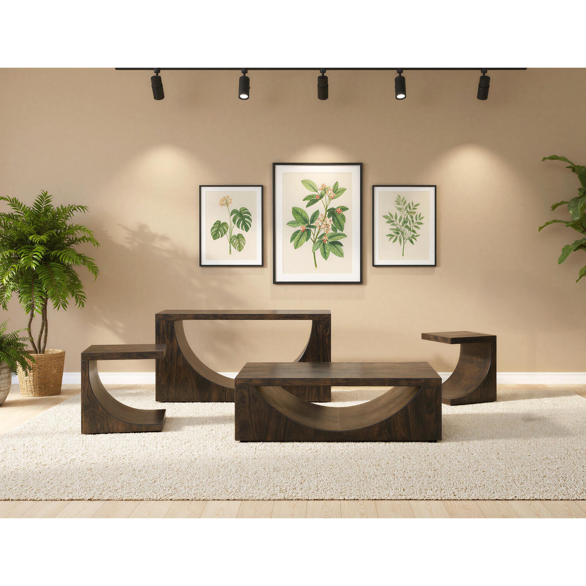 Dark Mezquite Wooden Sofa Table 3 Dark Mezquite Wooden Sofa Table - Image 3