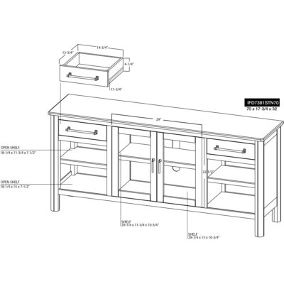 Olimpia 2 Drawer 2 Door TV Stand 11 Olimpia 2 Drawer 2 Door TV Stand IFD7381STN70 IFD7381STN70 06