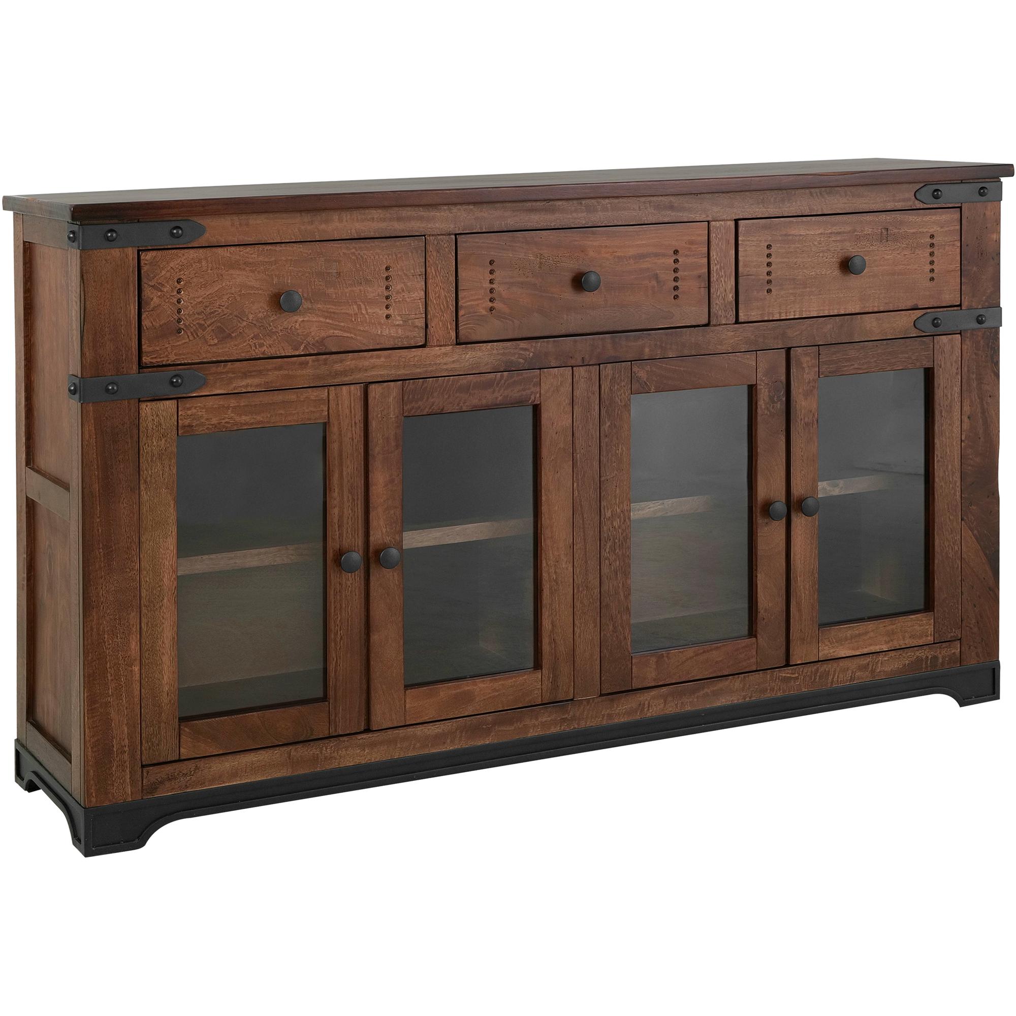 Parota 3 Drawer 4 Glass Doors 70" Console 2 Parota 3 Drawer 4 Glass Doors 70" Console - Image 2