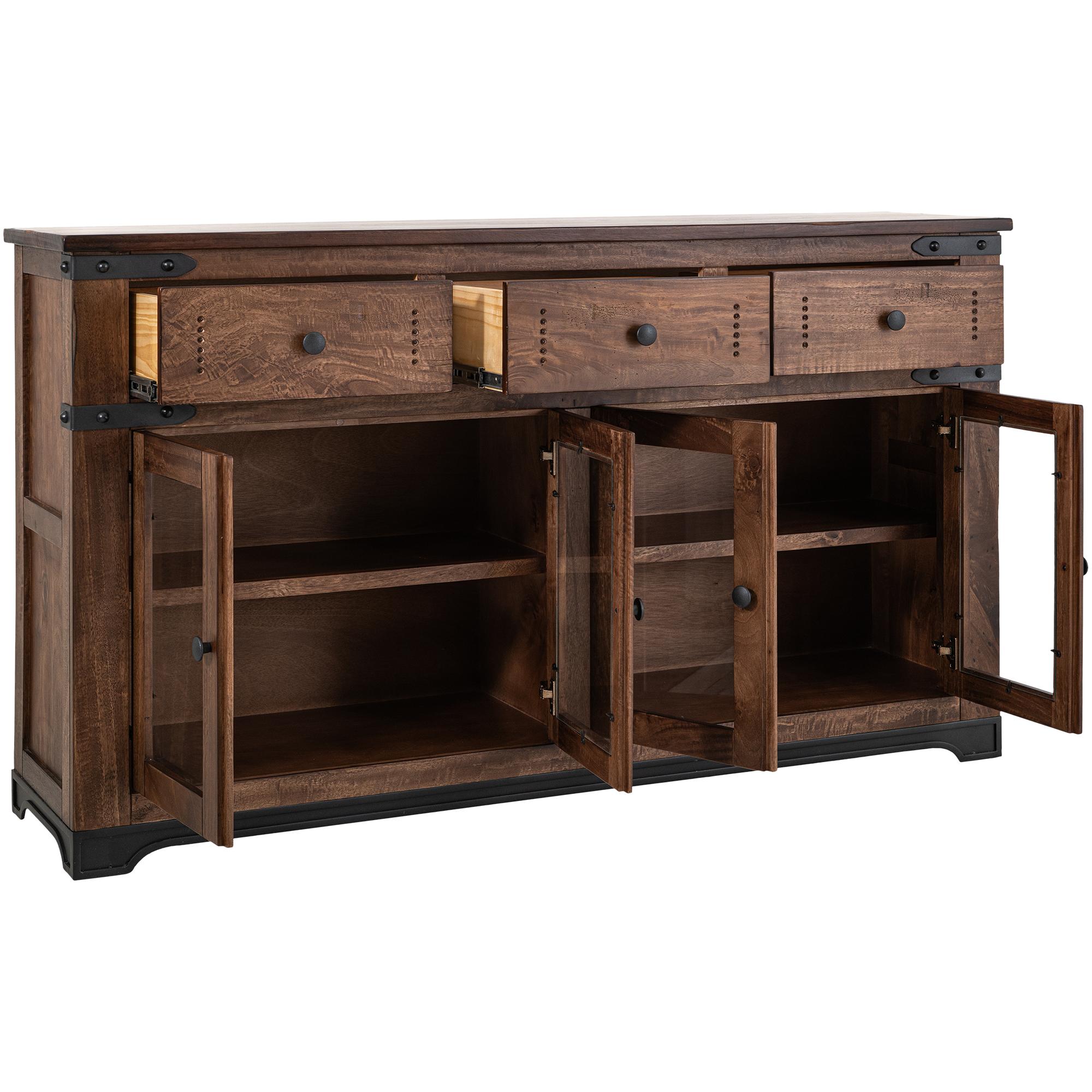 Parota 3 Drawer 4 Glass Doors 70" Console 3 Parota 3 Drawer 4 Glass Doors 70" Console - Image 3