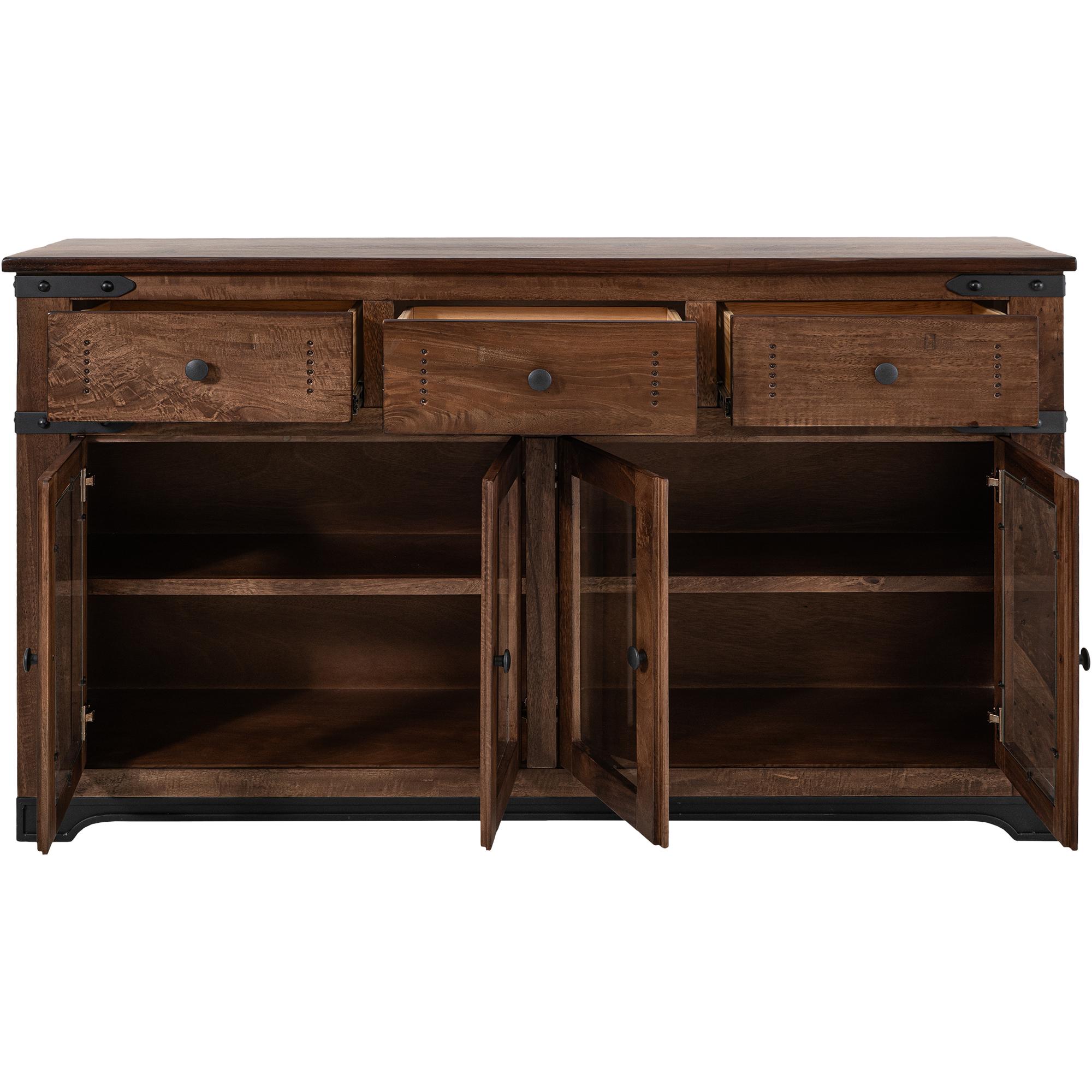 Parota 3 Drawer 4 Glass Doors 70" Console 4 Parota 3 Drawer 4 Glass Doors 70" Console - Image 4