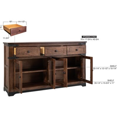 Parota 3 Drawer 4 Glass Doors 70" Console 25 Parota 3 Drawer 4 Glass Doors 70" Console IFD866CONS IFD866CONS 13