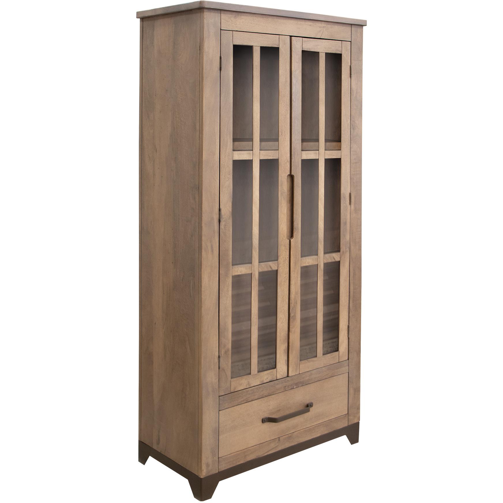 Natural Parota 2 Glass Door 1 Drawer Cabinet 1 Natural Parota 2 Glass Door 1 Drawer Cabinet