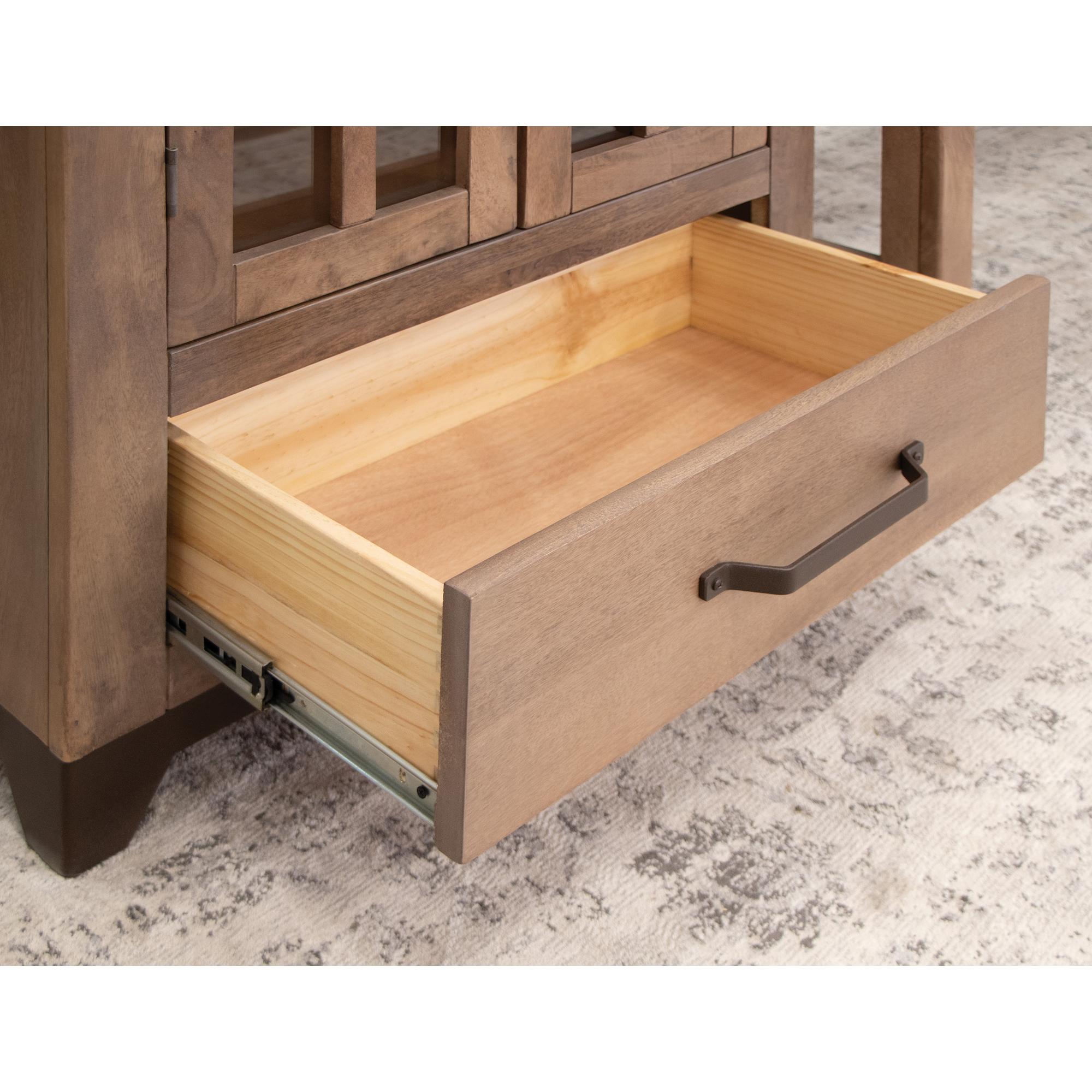 Natural Parota 2 Glass Door 1 Drawer Cabinet 4 Natural Parota 2 Glass Door 1 Drawer Cabinet - Image 4