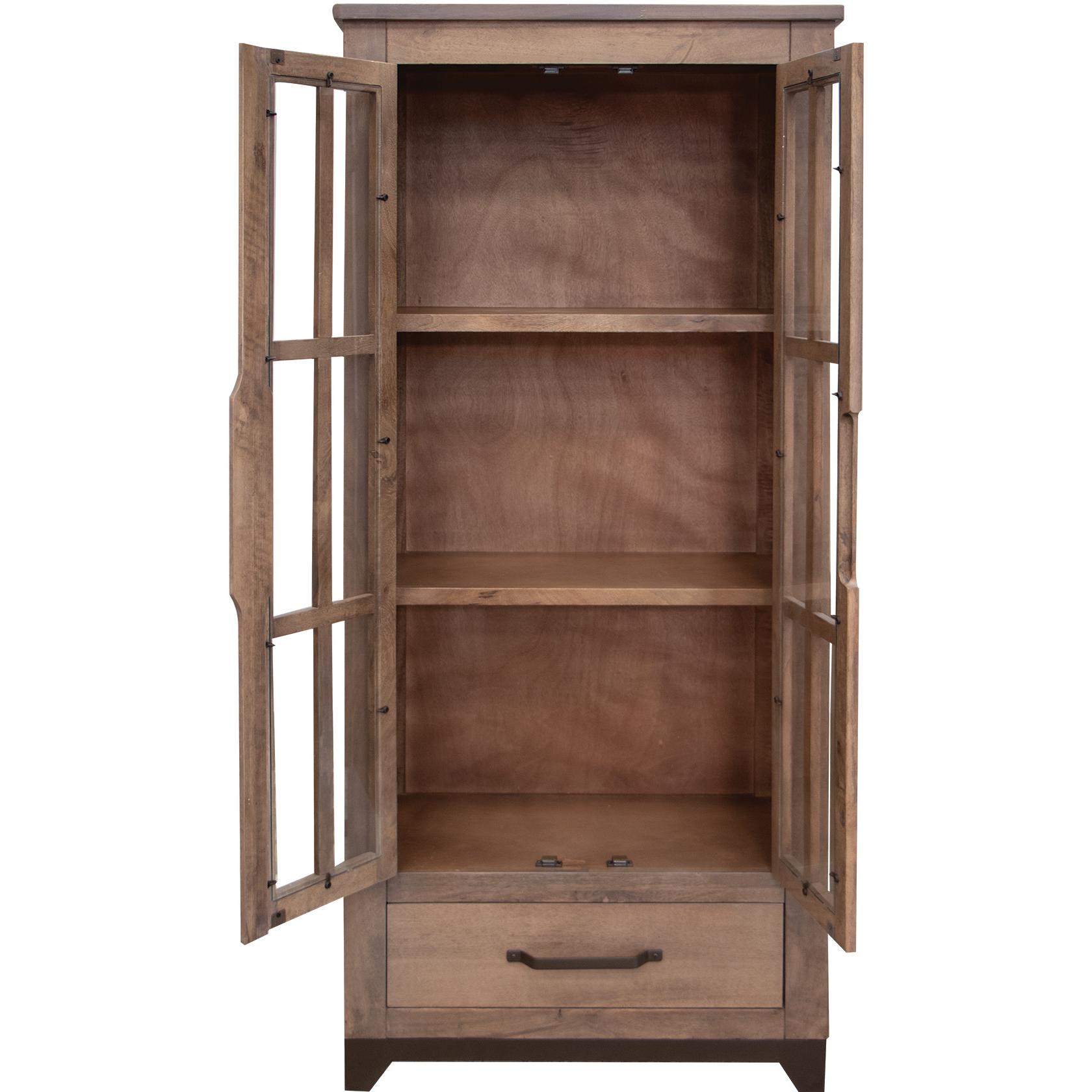 Natural Parota 2 Glass Door 1 Drawer Cabinet 5 Natural Parota 2 Glass Door 1 Drawer Cabinet - Image 5