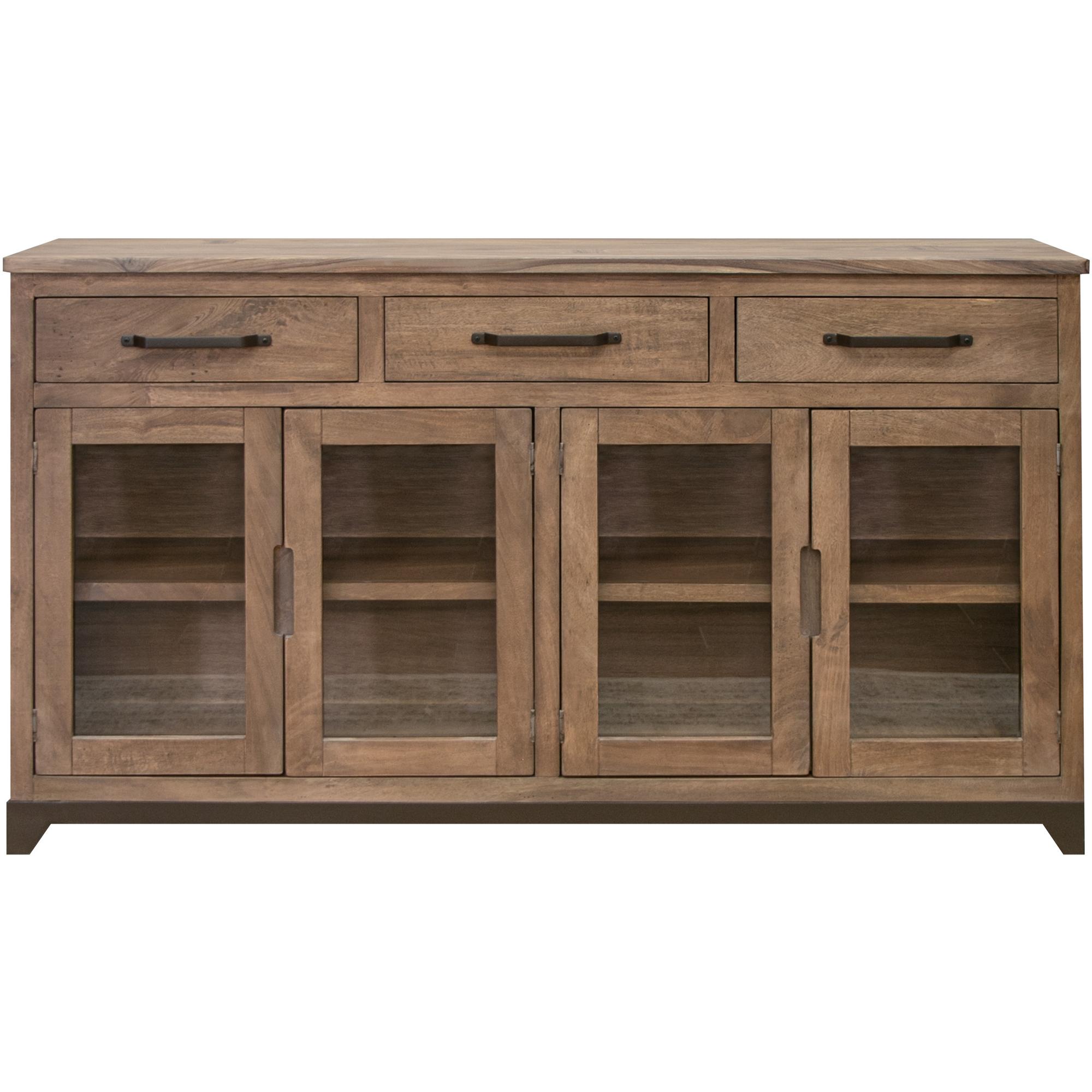 Natural Parota 3 Drawer 4 Glass Doors Console 1 Natural Parota 3 Drawer 4 Glass Doors Console