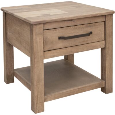 Natural Parota 1 Drawer End Table