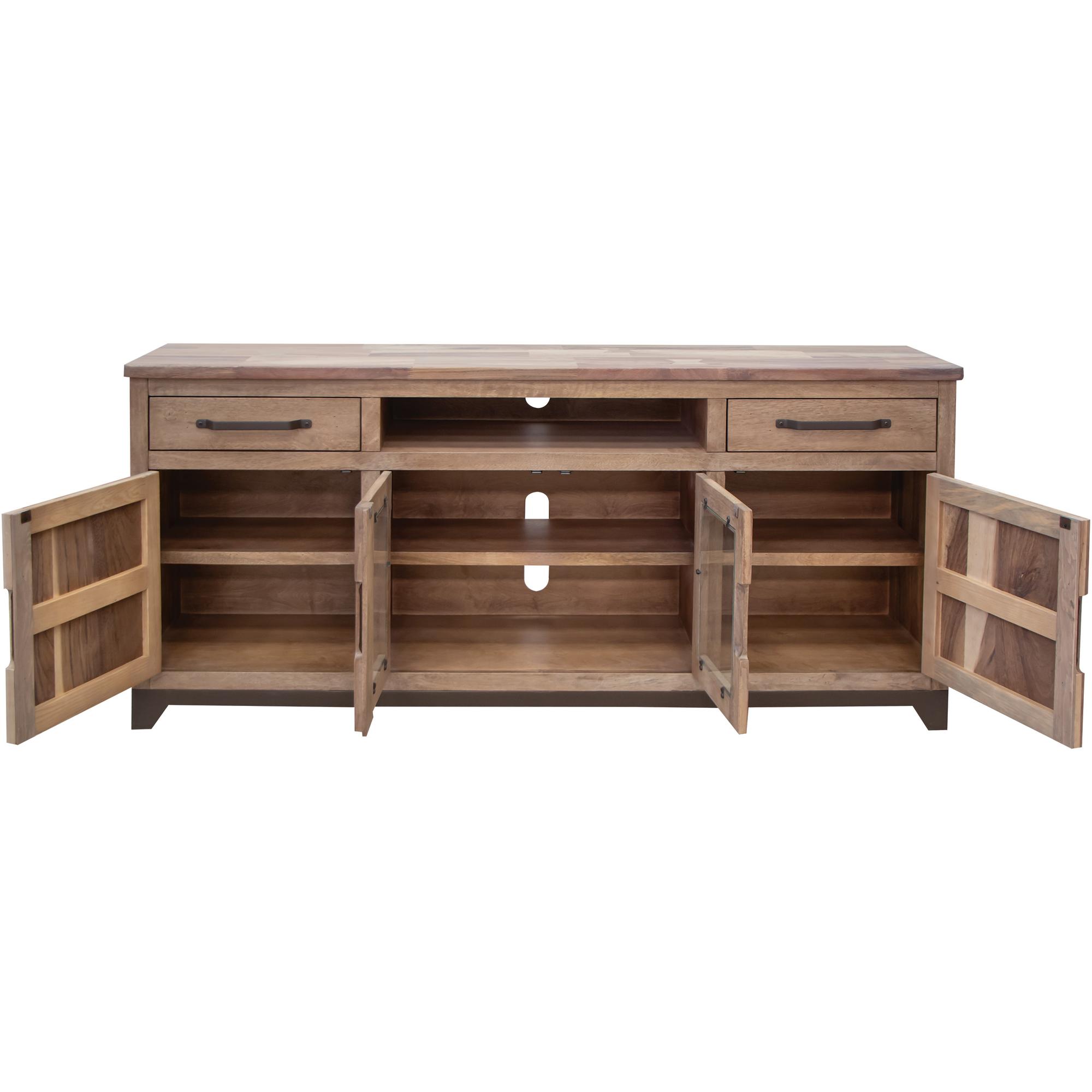 Natural Parota 2 Drawer 2 Door 2 Glass Door 70" TV Stand 3 Natural Parota 2 Drawer 2 Door 2 Glass Door 70" TV Stand - Image 3