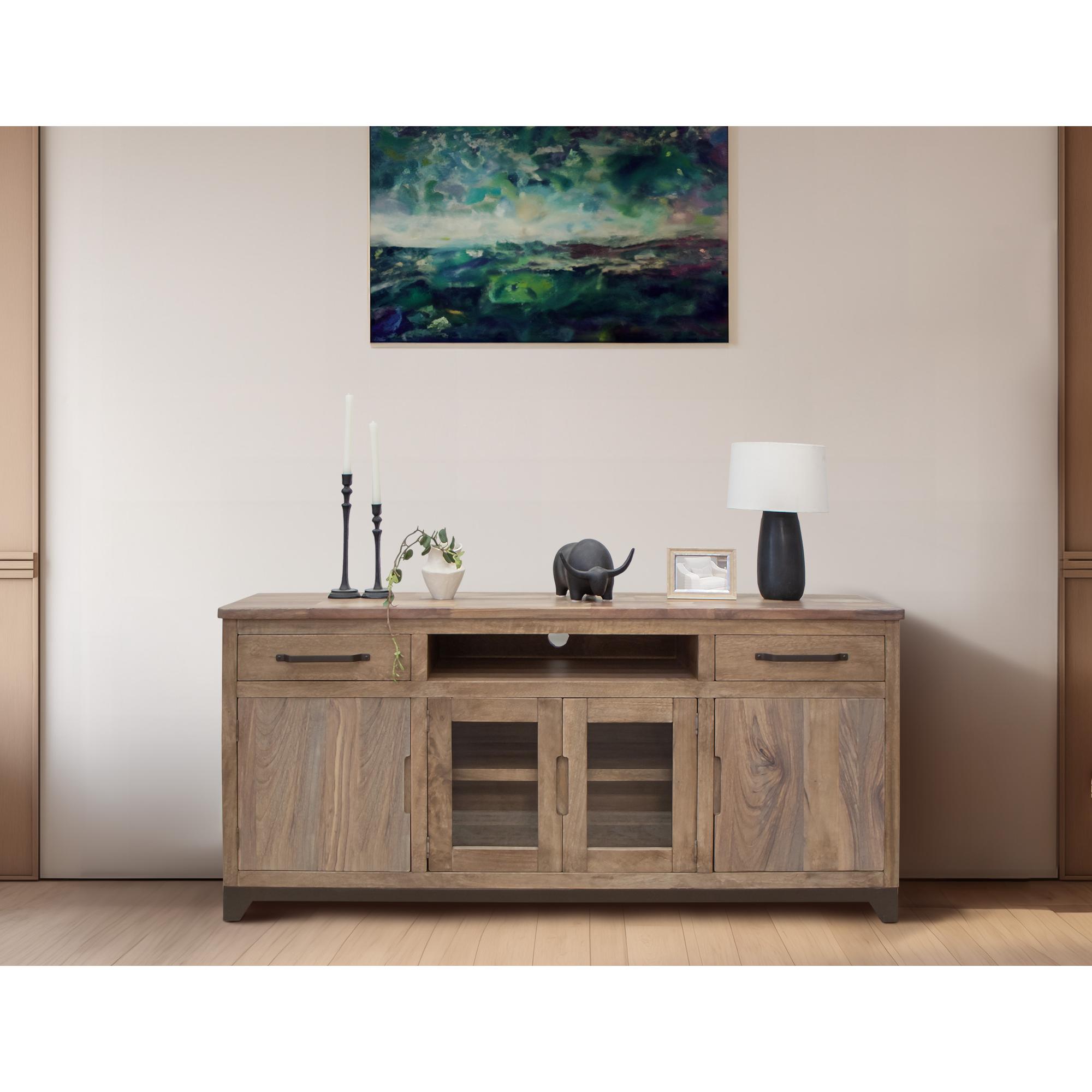 Natural Parota 2 Drawer 2 Door 2 Glass Door 70" TV Stand 5 Natural Parota 2 Drawer 2 Door 2 Glass Door 70" TV Stand - Image 5