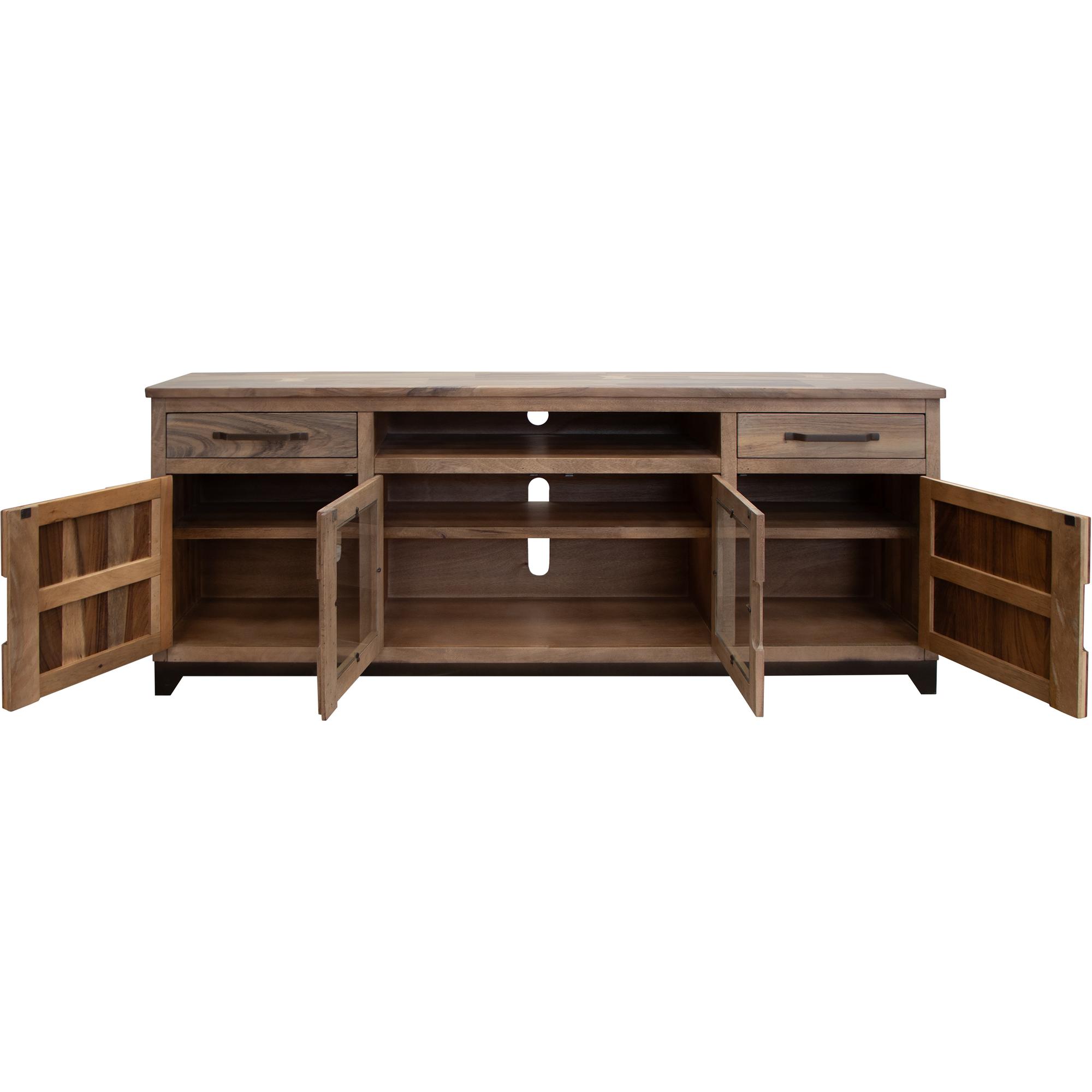 Natural Parota 2 Drawer 2 Door 2 Glass Door 80" TV Stand 2 Natural Parota 2 Drawer 2 Door 2 Glass Door 80" TV Stand - Image 2