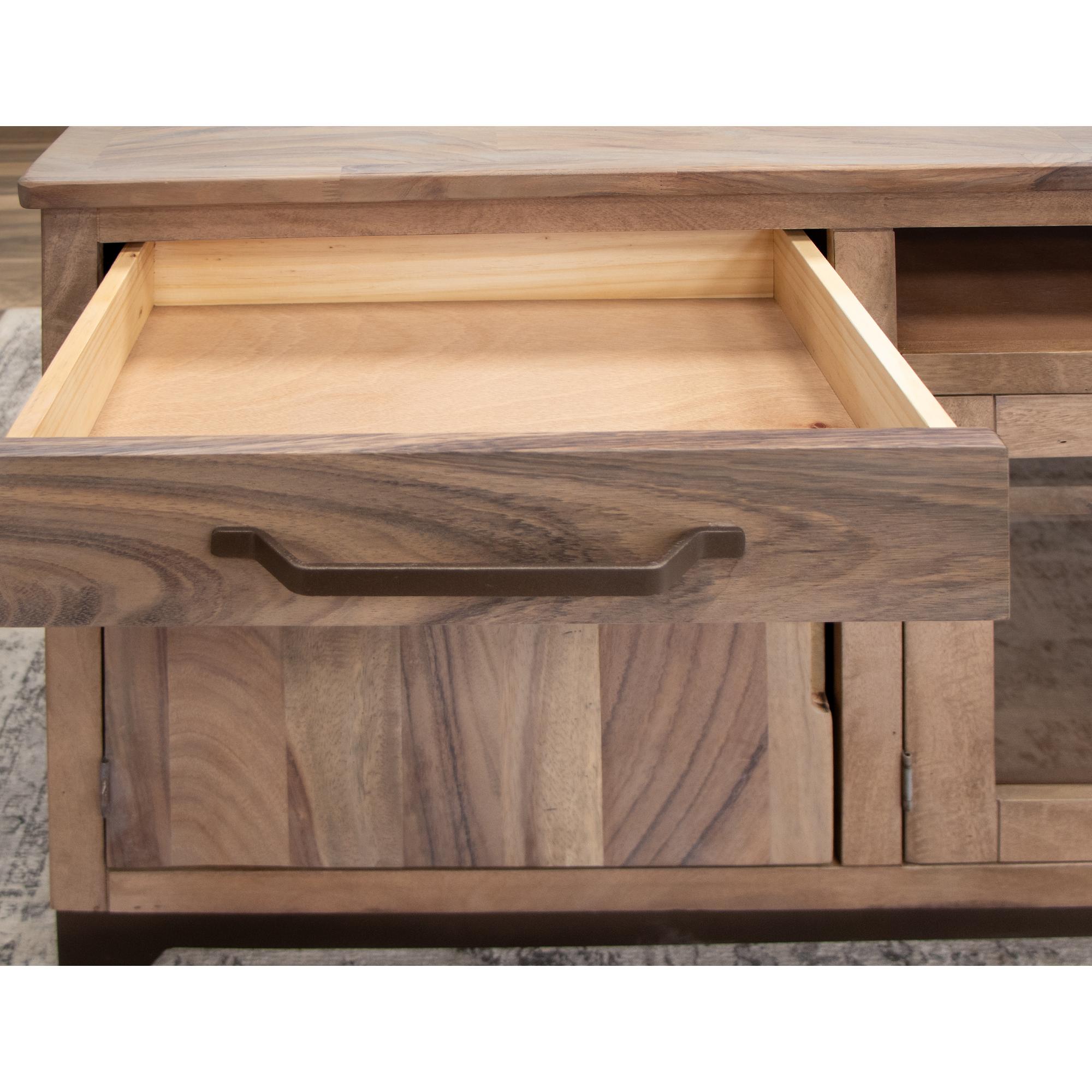 Natural Parota 2 Drawer 2 Door 2 Glass Door 80" TV Stand 5 Natural Parota 2 Drawer 2 Door 2 Glass Door 80" TV Stand - Image 5