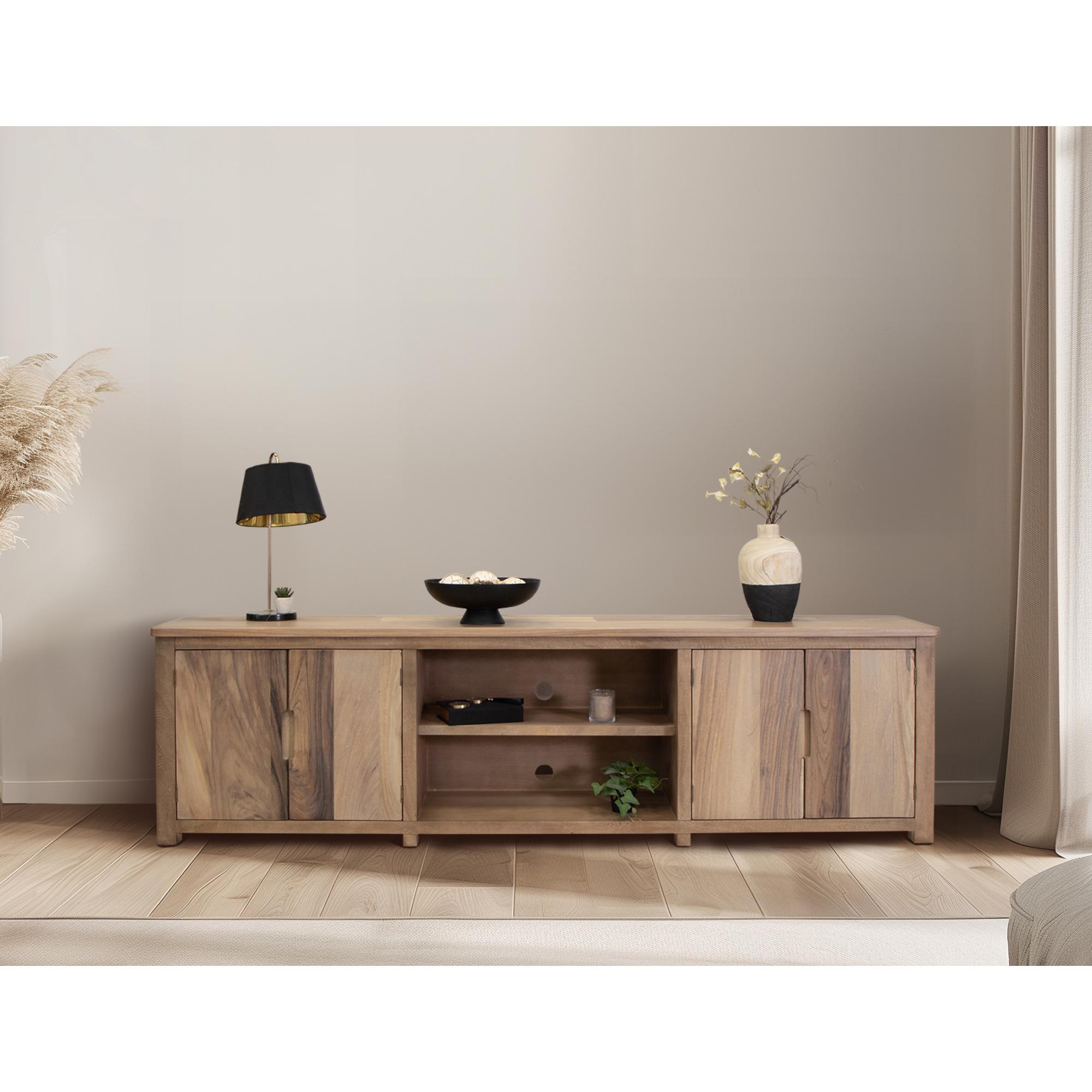 Natural Parota 4 Door 93" TV Stand 2 Natural Parota 4 Door 93" TV Stand - Image 2