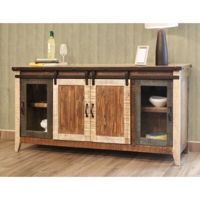 Antique 2 Glass Doors 2 Sliding Doors 70" TV Stand IFD962STAND-70 IFD962STAND 70 02
