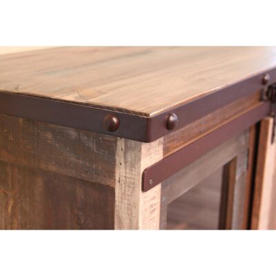 Antique 2 Glass Doors 2 Sliding Doors 70" TV Stand IFD962STAND-70 IFD962STAND 70 03