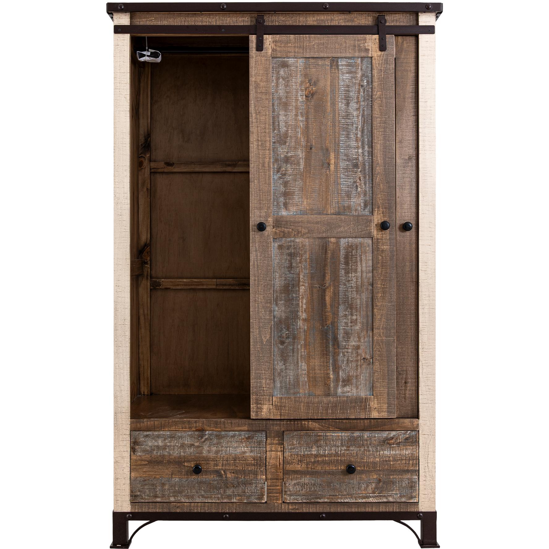 Antique 2 Drawer 1 Sliding Door 1 Mirror Door Armoire 2 Antique 2 Drawer 1 Sliding Door 1 Mirror Door Armoire - Image 2