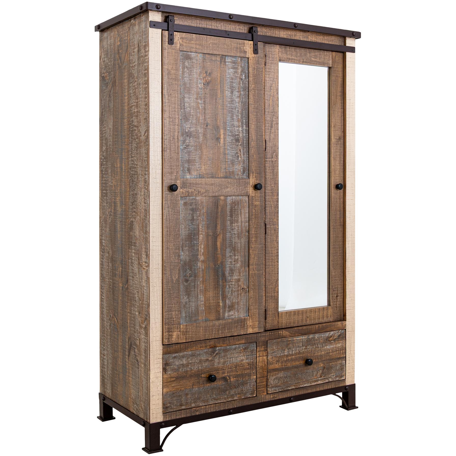 Antique 2 Drawer 1 Sliding Door 1 Mirror Door Armoire 4 Antique 2 Drawer 1 Sliding Door 1 Mirror Door Armoire - Image 4