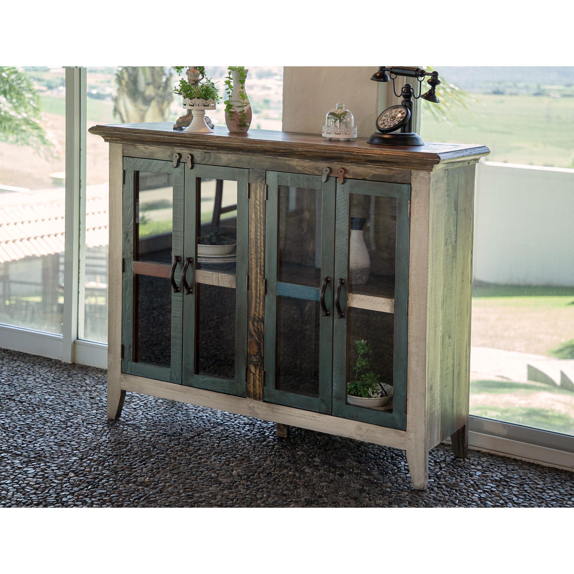 Antique 4 Glass Door 50" Console 4 Antique 4 Glass Door 50" Console - Image 4