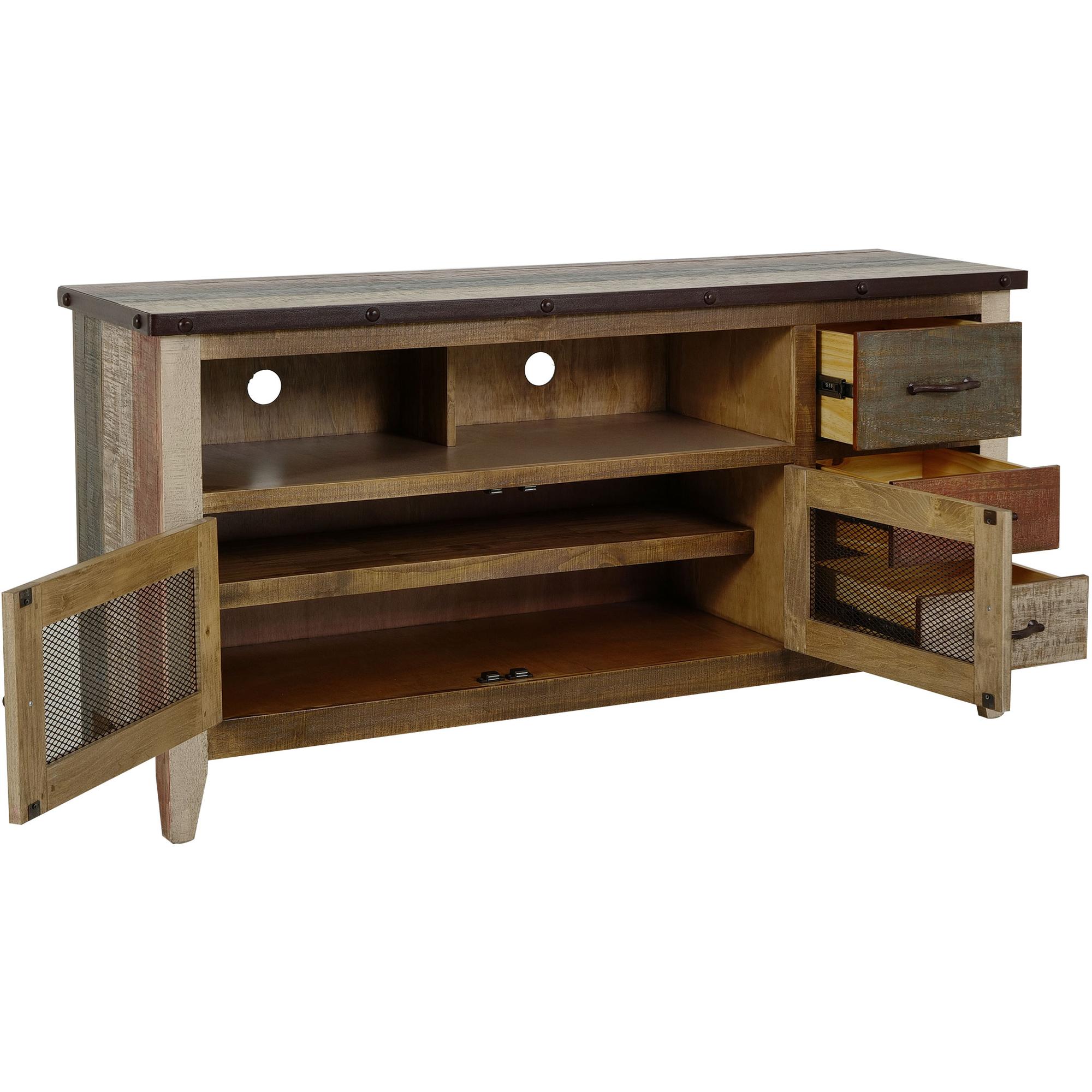 Antique 3 Drawer 2 Iron Mesh Doors 62" TV Stand 3 Antique 3 Drawer 2 Iron Mesh Doors 62" TV Stand - Image 3