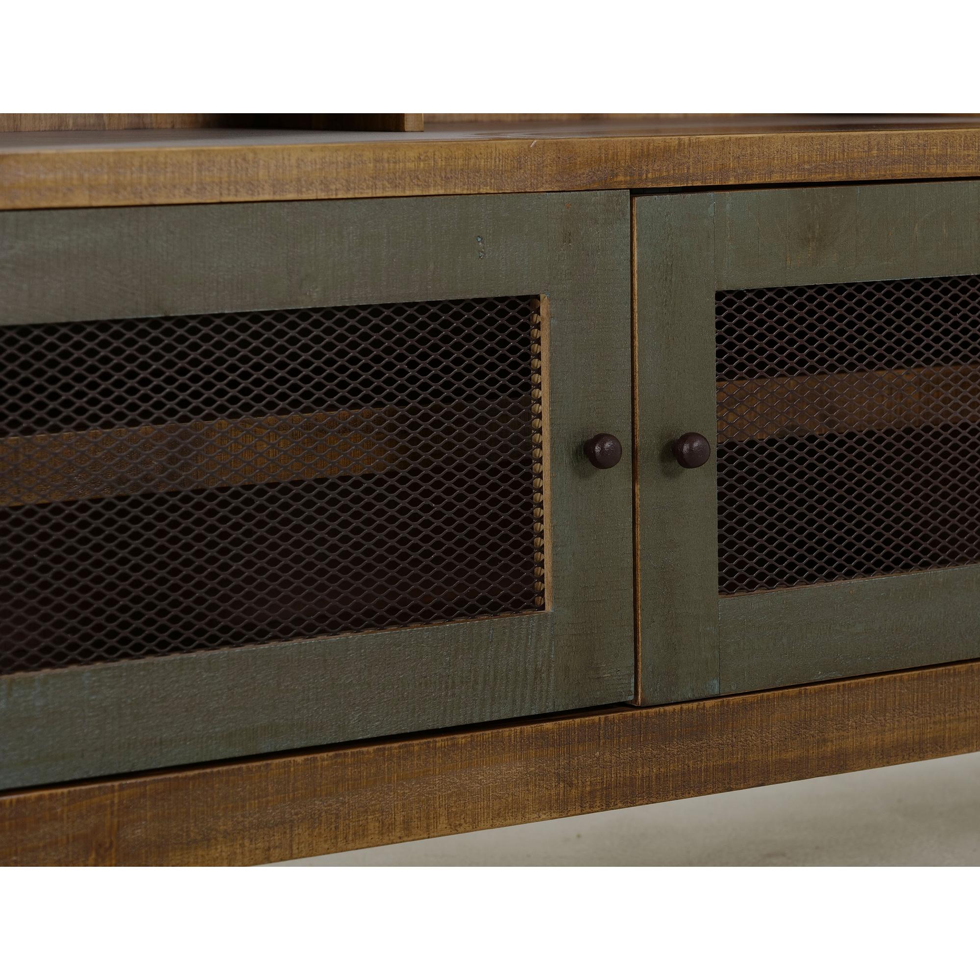 Antique 3 Drawer 2 Iron Mesh Doors 62" TV Stand 6 Antique 3 Drawer 2 Iron Mesh Doors 62" TV Stand - Image 6