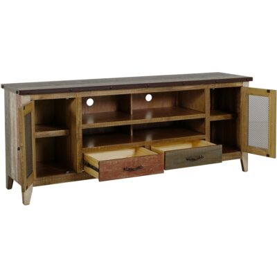 Antique 2 Drawer 2 Iron Mesh Doors 76" TV Stand IFD968STAND IFD968STAND 03