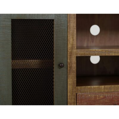 Antique 2 Drawer 2 Iron Mesh Doors 76" TV Stand IFD968STAND IFD968STAND 06