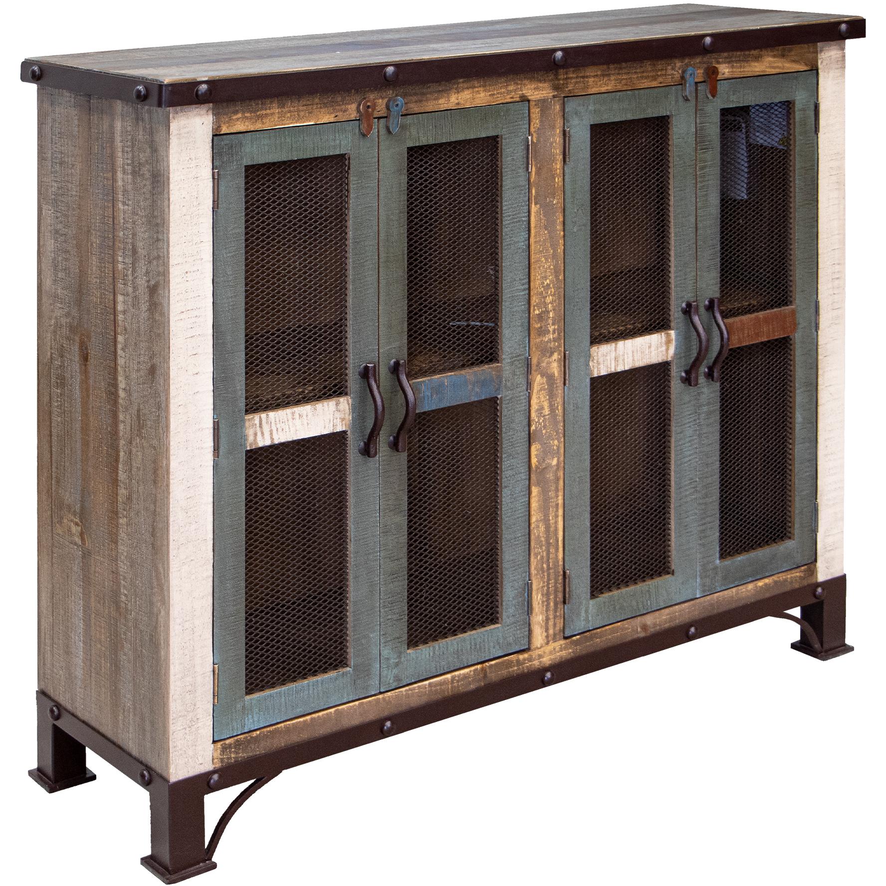 Antique 4 Iron Mesh Door 48" Console 2 Antique 4 Iron Mesh Door 48" Console - Image 2