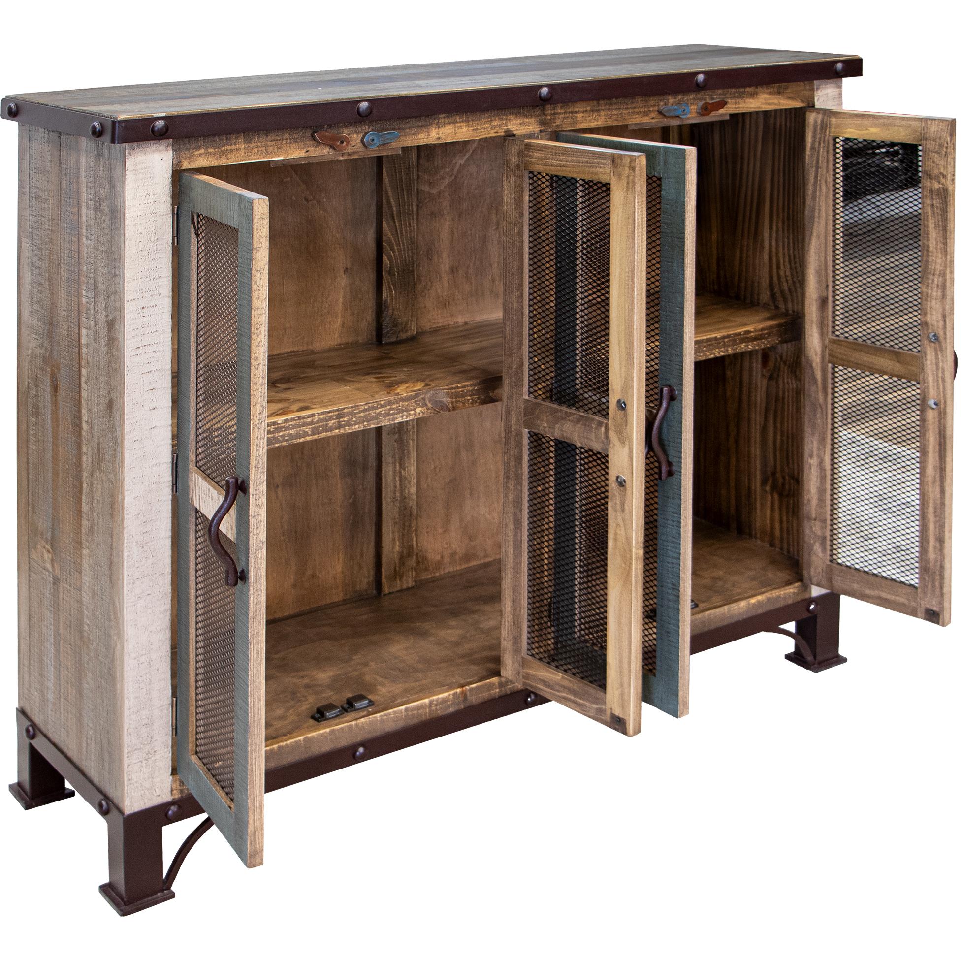 Antique 4 Iron Mesh Door 48" Console 3 Antique 4 Iron Mesh Door 48" Console - Image 3