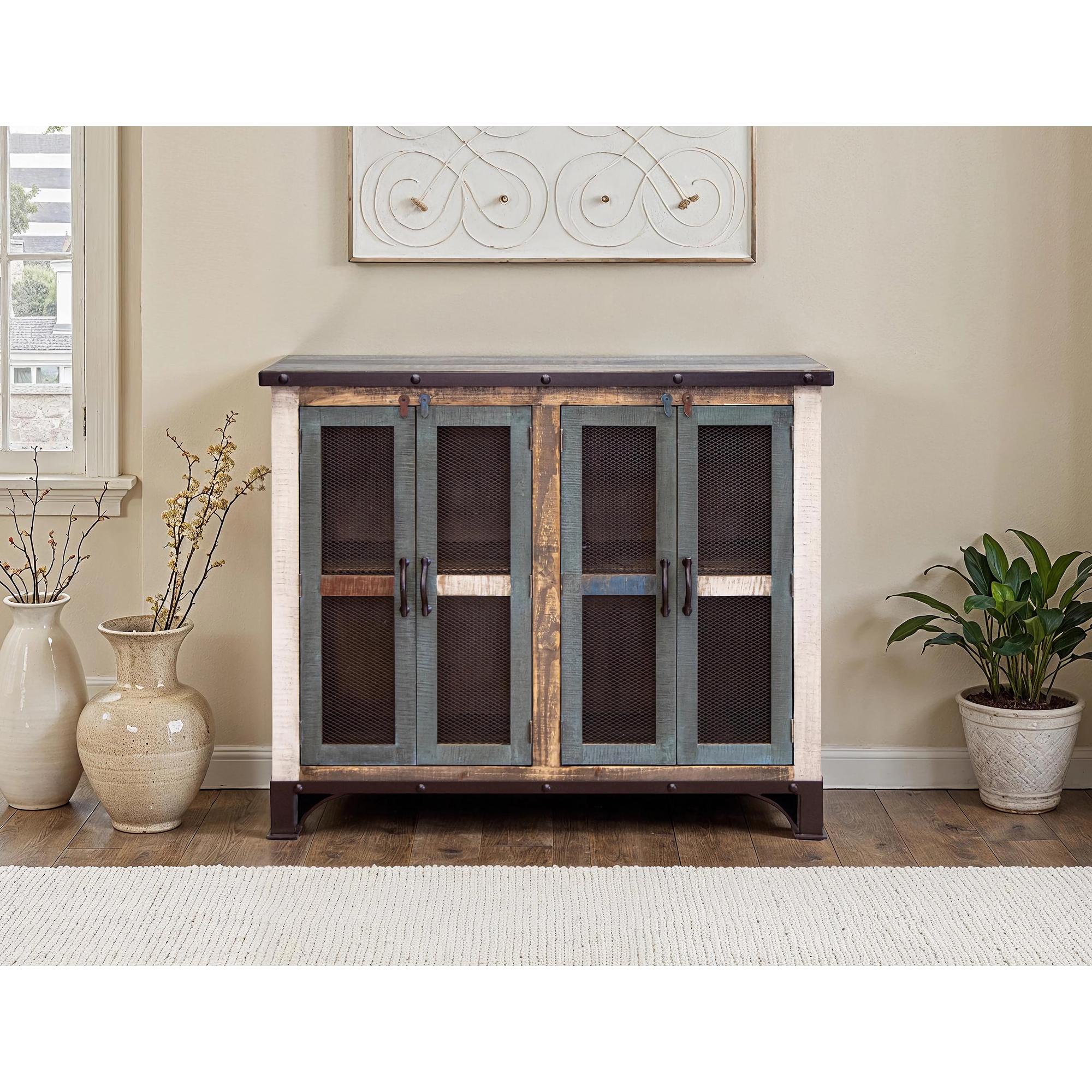 Antique 4 Iron Mesh Door 48" Console 4 Antique 4 Iron Mesh Door 48" Console - Image 4