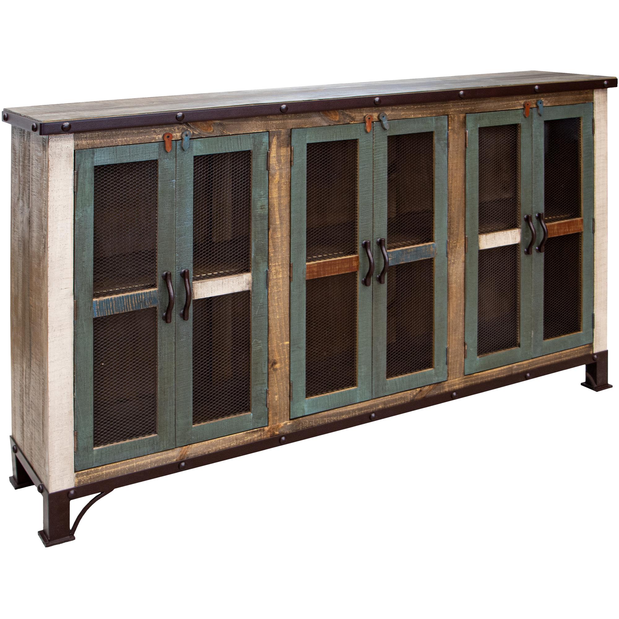 Antique 6 Iron Mesh Door 71" Console 2 Antique 6 Iron Mesh Door 71" Console - Image 2