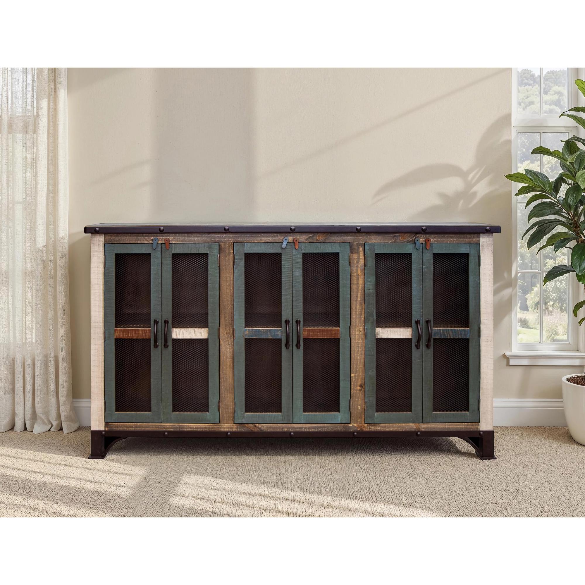 Antique 6 Iron Mesh Door 71" Console 3 Antique 6 Iron Mesh Door 71" Console - Image 3