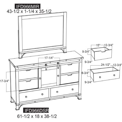 Antique 6 Drawer 1 Sliding Door Dresser IFD969DSR IFD969DSR IFD969DSR 06