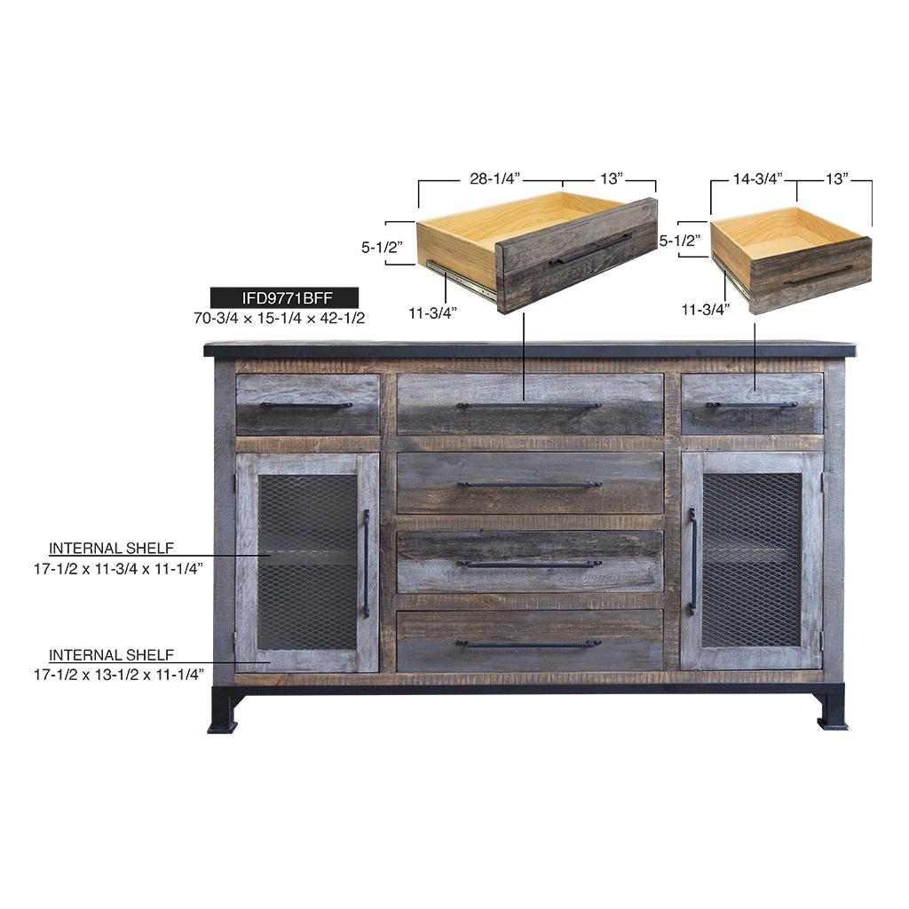 Antique 6 Drawer 2 Doors Buffet 10 Antique 6 Drawer 2 Doors Buffet - Image 10